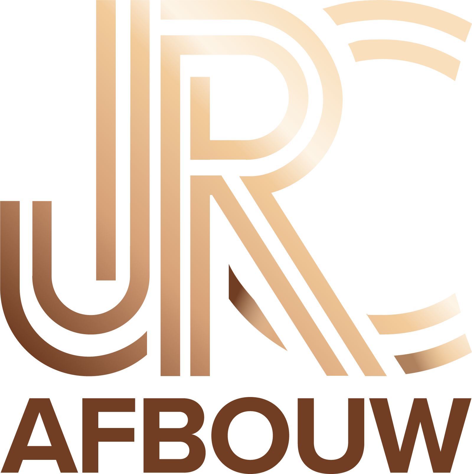 JRC Afbouw-logo in een luxe bronzen kleurstelling met een strak en modern ontwerp